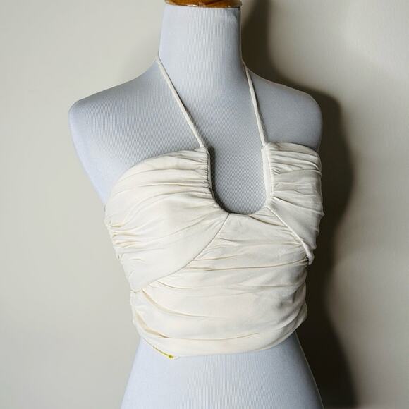 Zara Cream Ruched Bustier Halter Top - Picture 3 of 7